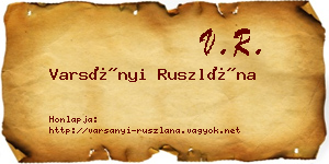 Varsányi Ruszlána névjegykártya